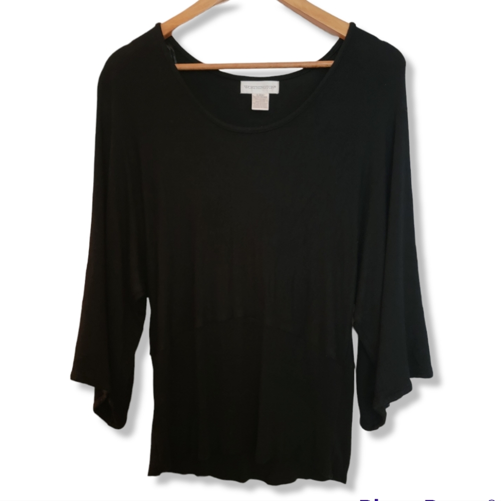 Worthington Scoop Neck Black Top Size XL